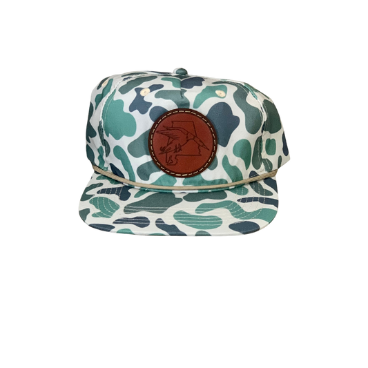 Camo Rope Hat with Alabama Leather Duck Patch (3 colors)